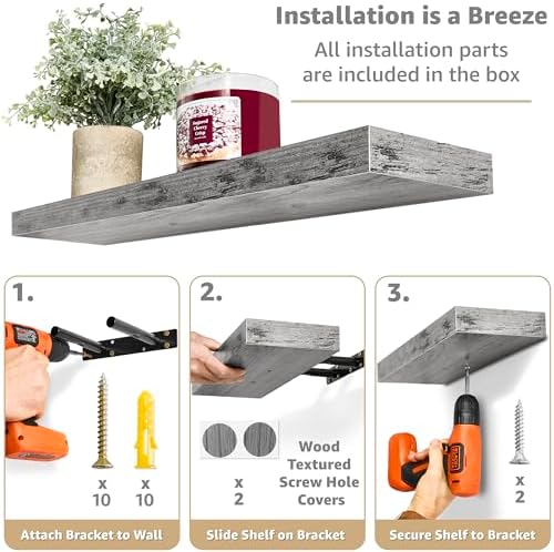 Sorbus Floating Shelves for Wall, Wood Wall Storage - Image 5