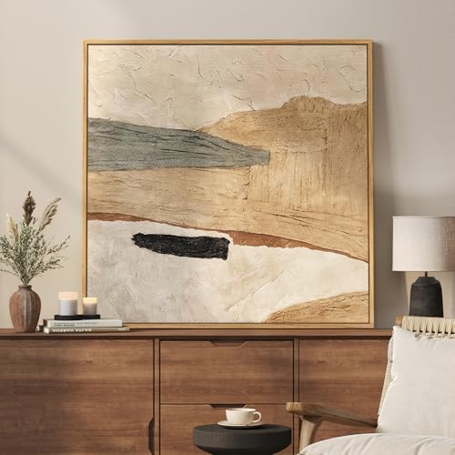 Framed Neutral Organic Abstract Canvas Wall Art by Cuspin
