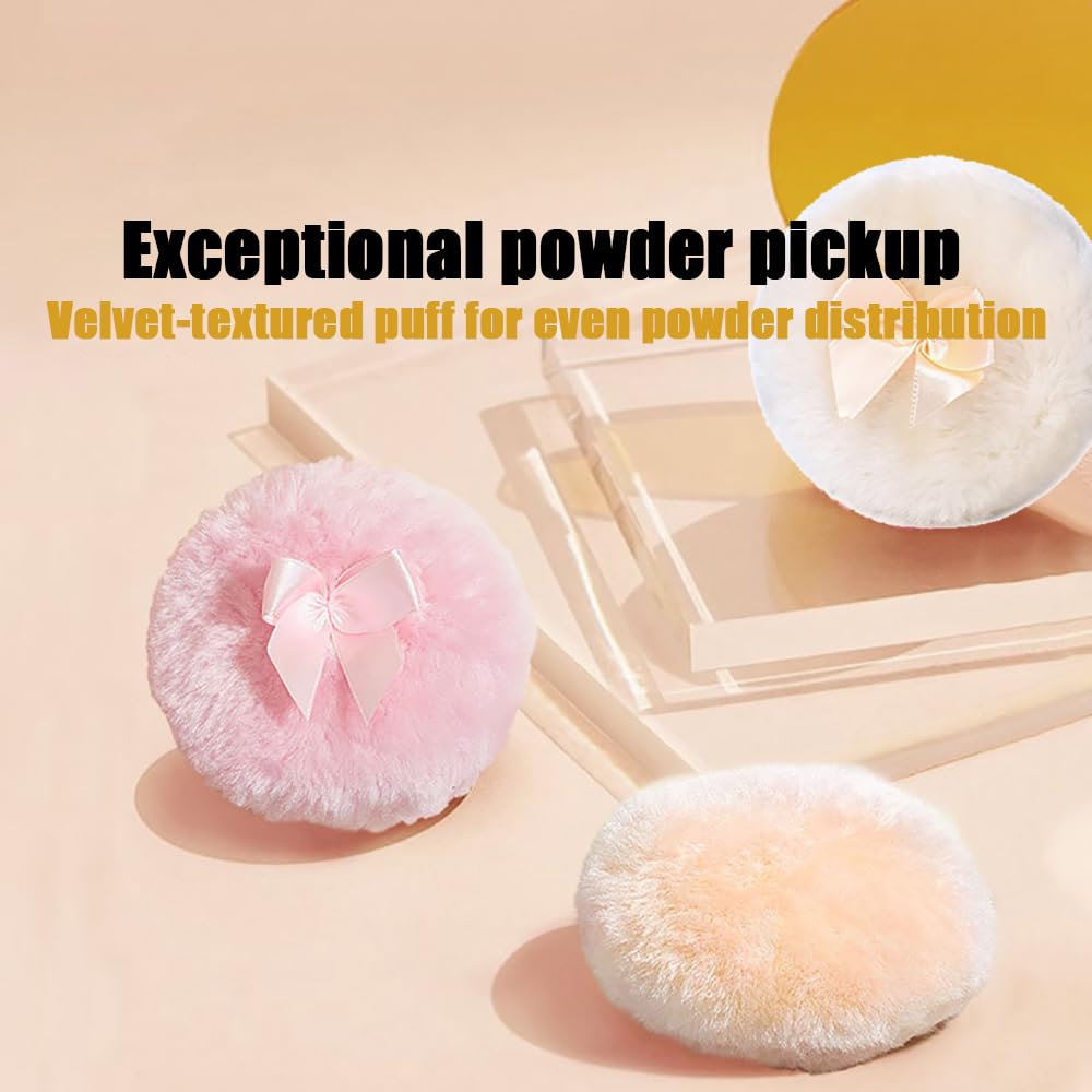 Luxury 4 Inch Glass Loose Powder Container with 2 Soft 3.5" Puffs｜Non-Sealed Refillable Organizer Storage for Body Powder Makeup & Jewelry & Setting Applicator(Butterfly-Clear)