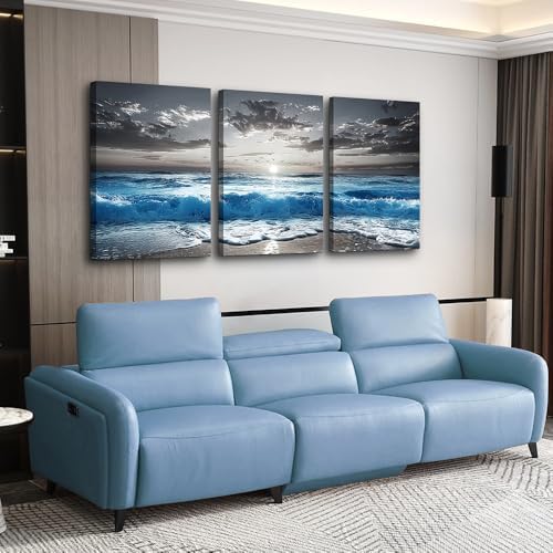 TTHYUEWS Black And White Beach Pictures Large Wall Decor - Image 3