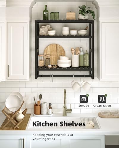Galood Over The Toilet Storage Bathroom Shelves Wall Mounted 3 Tier Black-L - Image 6
