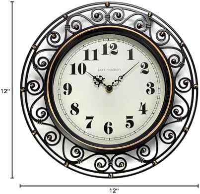 Park Madison Decorative Iron Style Wall Clock 12 Inch Silent Battery Operated - Image 6