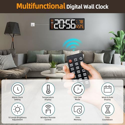 LEIKE 16.2" Digital Wall Clock – RGB, Dual Alarm, Auto-Brightness - Image 2