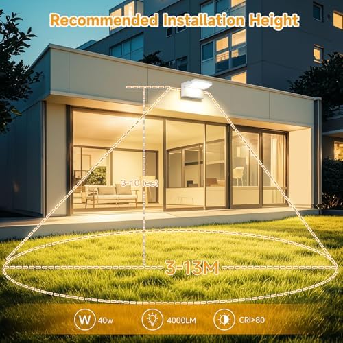 3Pack Outdoor LED Wall Light 40W White Flood Lights 350°Rotation - Image 4