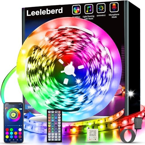 Leeleberd 32.8ft Led Strip Lights Smart App Music Sync Color Changing RGB Led by Leeleberd