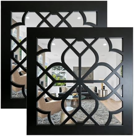 Set of 2 Boho Square Wall Mirrors by HMANGE