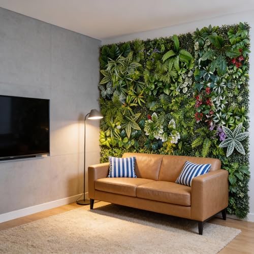 Artificial Greenery Wall Panels, 4 Pack, 20 x 40 in, Faux Grass Wall - Image 3