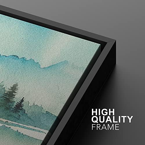 MUDECOR Framed Canvas Print Wall Art Set Watercolor Teal Emerald Green Mountain - Image 5