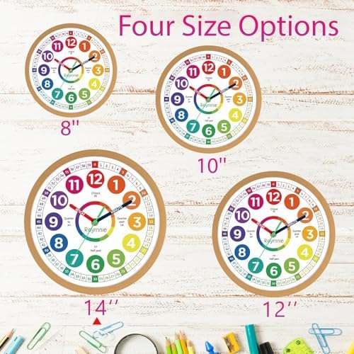 Roymnie 14" Wall Clock for Kids Learning Silent Battery Operated Teaching - Image 6