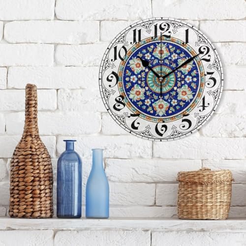 ABLINK Islam Ethnic Ottoman Round Wall Clock, Silent Non Ticking Oil Painting - Image 3