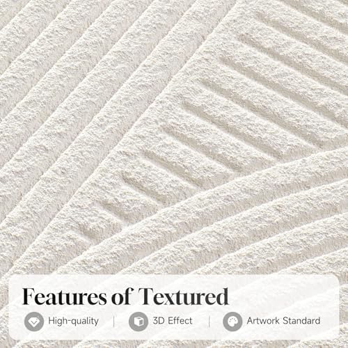 Large 3D Textured Modern White Abstract Wall Art - Image 3