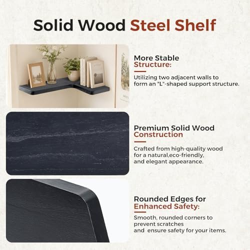 Solid Wood Corner Floating Shelves - Image 4