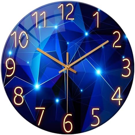 Blue Wall Clocks Battery Operated 12 Inch Glass Clock by Constantplanet%E6%97%97%E8%88%B0%E5%BA%97