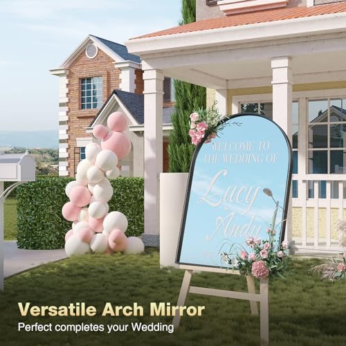 Brightify Black Arched Mirror, 32 x 42 Inch Arch Wall Mirror - Image 3