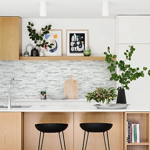 STICKGOO Peel and Stick Backsplash Tile, Volakas White - Image 6