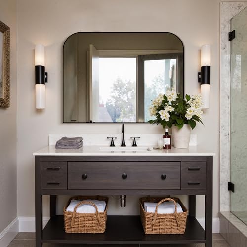 Delma 30"x40" Black Metal Framed Bathroom Mirror - Image 6