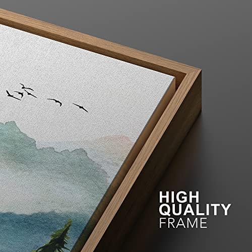 MUDECOR Framed Canvas Print Wall Art Set Watercolor Pastel Mountain Range Pine - Image 5