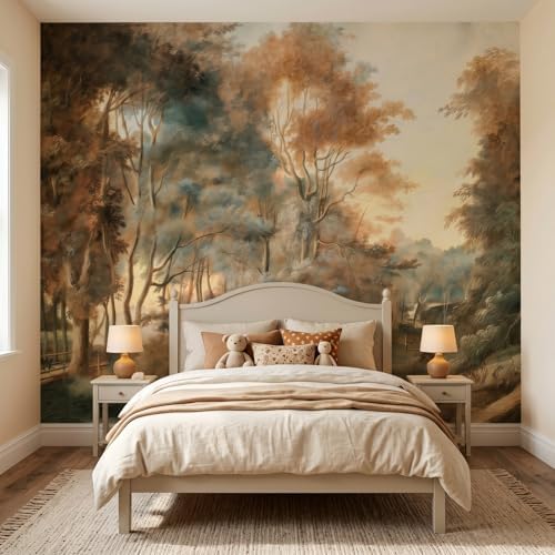Forest Mural Wallpaper Peel and Stick Vintage Cottage Woodland Lanscape - Image 2
