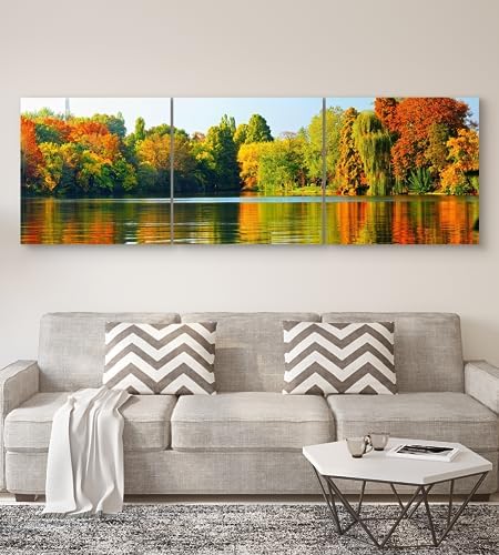Fall Forest Lake Landscape Canvas Wall Art Decor - Image 2