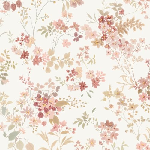 Dimoon Boho Peel and Stick Wallpaper Pink Floral Contact Paper 17.3x78.7in by DIYYOURMOON