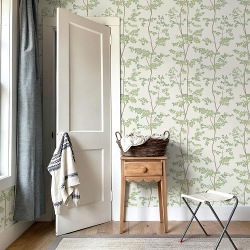 Heroad Peel and Stick Wallpaper Sage Green Tree/Leaf Cottage Contact Paper - Image 3
