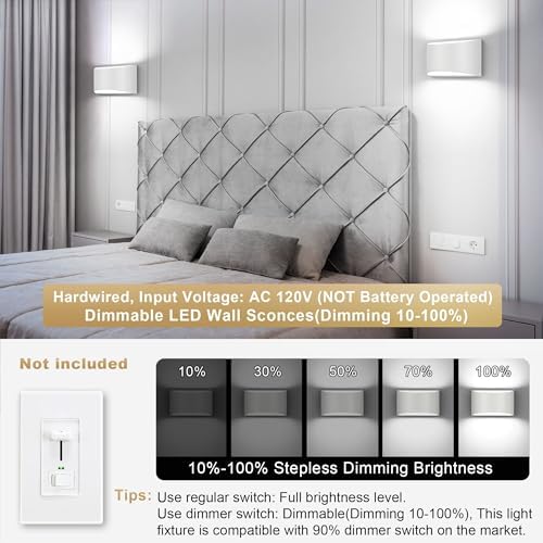 TRLIFE Dimmable Wall Sconces, 3000K/4000K/6000K Selectable Modern Wall Sconce - Image 2
