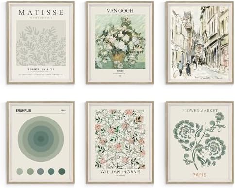 Habseligkeit Sage Green Master Wall Art Prints, Abstract Matisse Wall Art by Habseligkeit