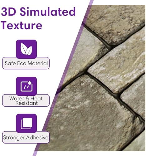 3D Peel and Stick Faux Stone Wall Panels 11.8" x 11.8" 10-Pack - Image 3