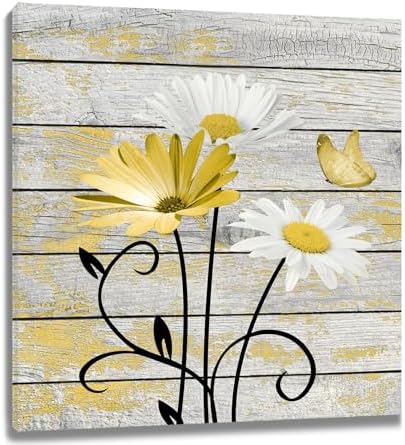 HVEST Farmhouse Yellow Floral Wall Art by HVEST