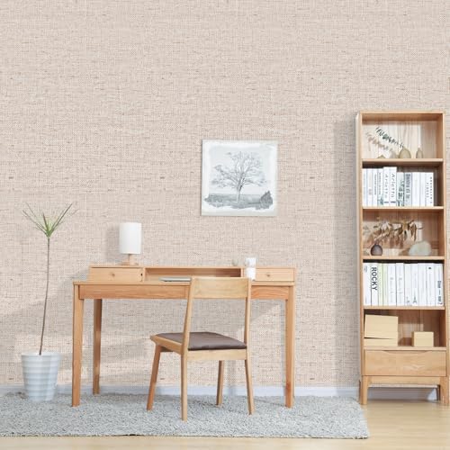Grasscloth Peel and Stick Wallpaper Beige Contact Paper 16in x 787in - Image 6