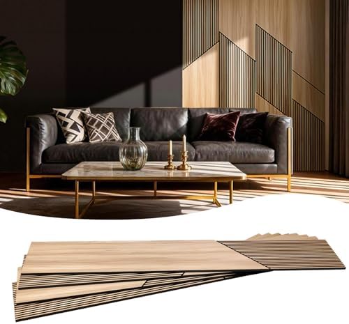 4-Pack Teak Wood Grain 3D Wall Panels by Unknown