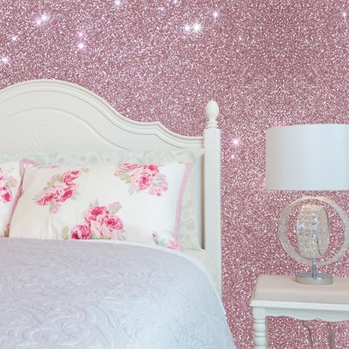 VEELIKE Pink Glitter Wallpaper Stick and Peel - Image 2