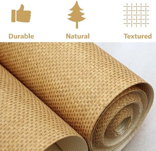 Grasscloth Wallpaper Textured Woven Wallcovering, Natural Plant Fiber Contact - Image 3