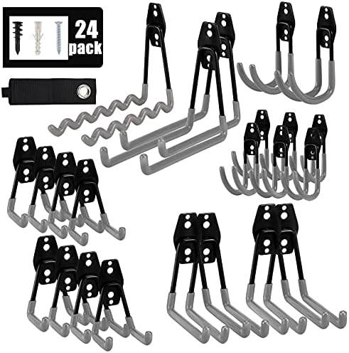 AOBEN 24PCS Garage Hooks, Heavy Duty Double Garage Hanger Organizer Wall Mount by AOBEN