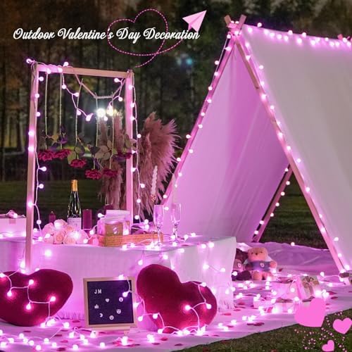 JMEXSUSS 33 ft 100 LED Globe Pink Christmas String Lights Indoor - Image 5