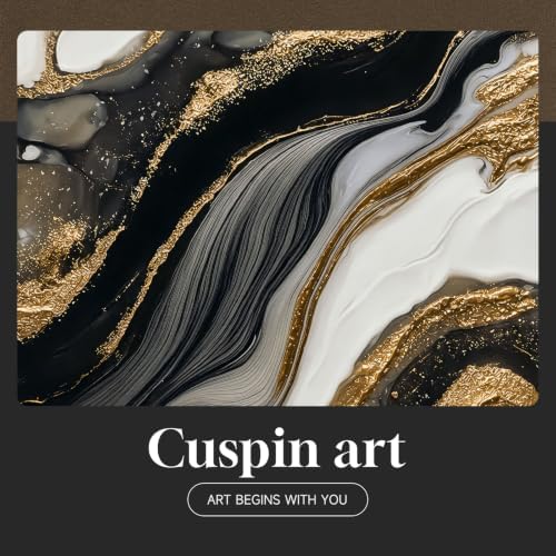 Large Framed Black Gold White Abstract Wall Art - Image 7