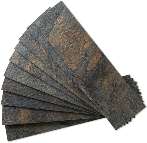 AULIGET 40-Piece Rust Slate Peel and Stick Backsplash Wall Tiles, Laundry Room by AULIGET