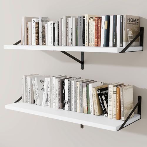 Deep Wall Shelves 40"W x 12"D Engineered Wood Floating Shelves by Venusmiles