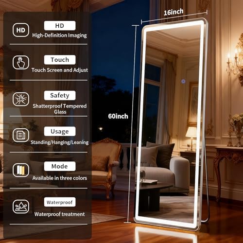 Led Mirror Full Length 16 x 60 Inch Tempered Glass - Image 5