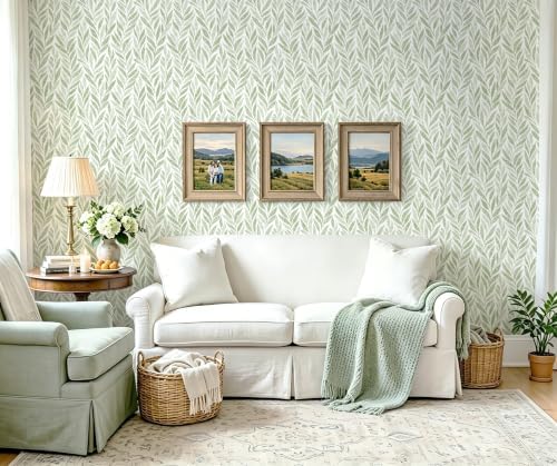 Safiyya Green Leaf Peel and Stick Wallpaper 787"x17.3" Boho Modern Farmhouse - Image 7
