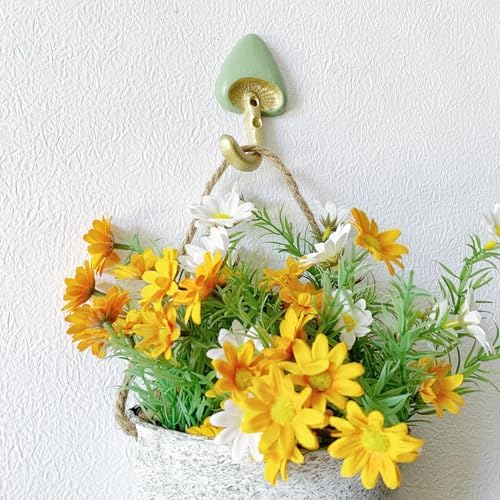 Rustic Mushroom-Shaped Decorative Wall Hook Rack Hangers - Image 2