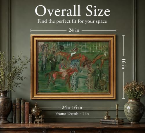 Gold Framed 3D Textured Wall Art, Vintage Horse Racing Day Canvas Prints - Image 4