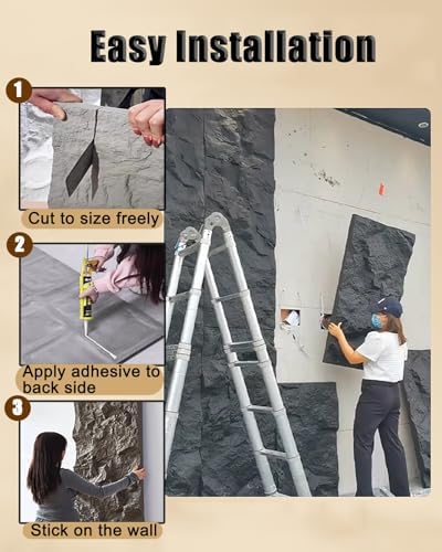 Easy Cut 3D Faux Stone Wall Panels Gray, Lightweight PU Decorative Walls - Image 5