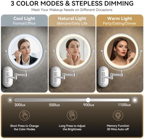 Auxmir 1X/30X Wall Mounted Makeup Mirror - Image 4