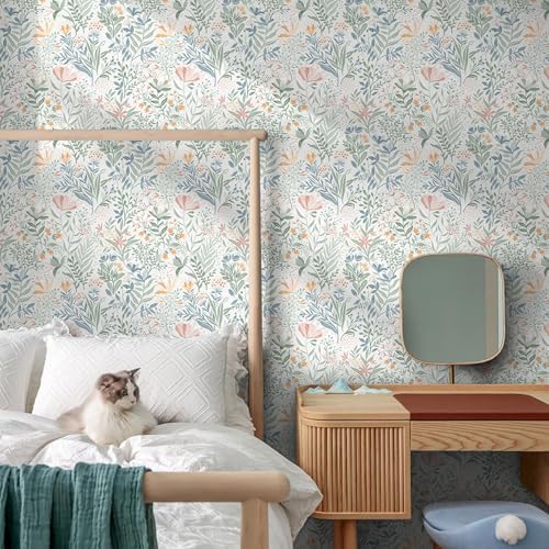 Fititem Floral Peel and Stick Wallpaper Boho Modern Wall Paper 17.3”×197” - Image 5