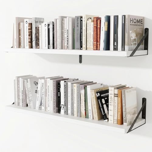 Deep Wall Shelves 40"W x 8"D Engineered Wood Floating Shelves by Venusmiles