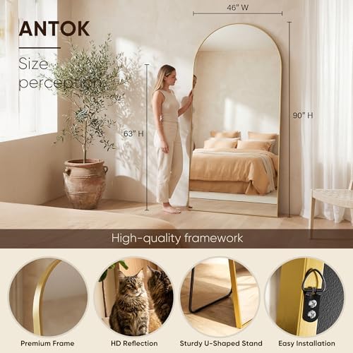 Antok 91" x46” Arched Full Length Mirror, Floor Mirror - Image 4