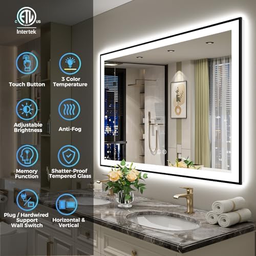 55x40 LED Bathroom Mirror with Lights - Image 2