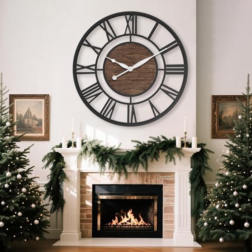 16 Inch Black Roman Numerals Large Wall Clock - Image 4
