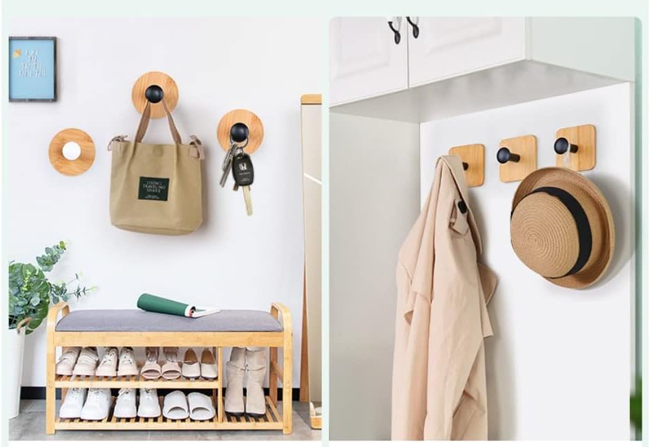 4pack Decorative Wood Wall Hook Coat Hooks - Image 5